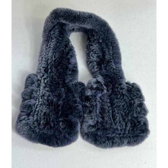 100% Rabbit Fur Scarf Shawl Collar Wrap Wave Edge Neck Warmer - Picture 1 of 11